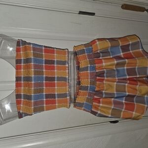 Colorful Plaid Tube Short Set